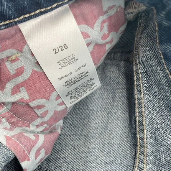 Sam Edelman The Jenny Denim Jean Mini Skirt Raw Hem Size 2/26 - Picture 5 of 7